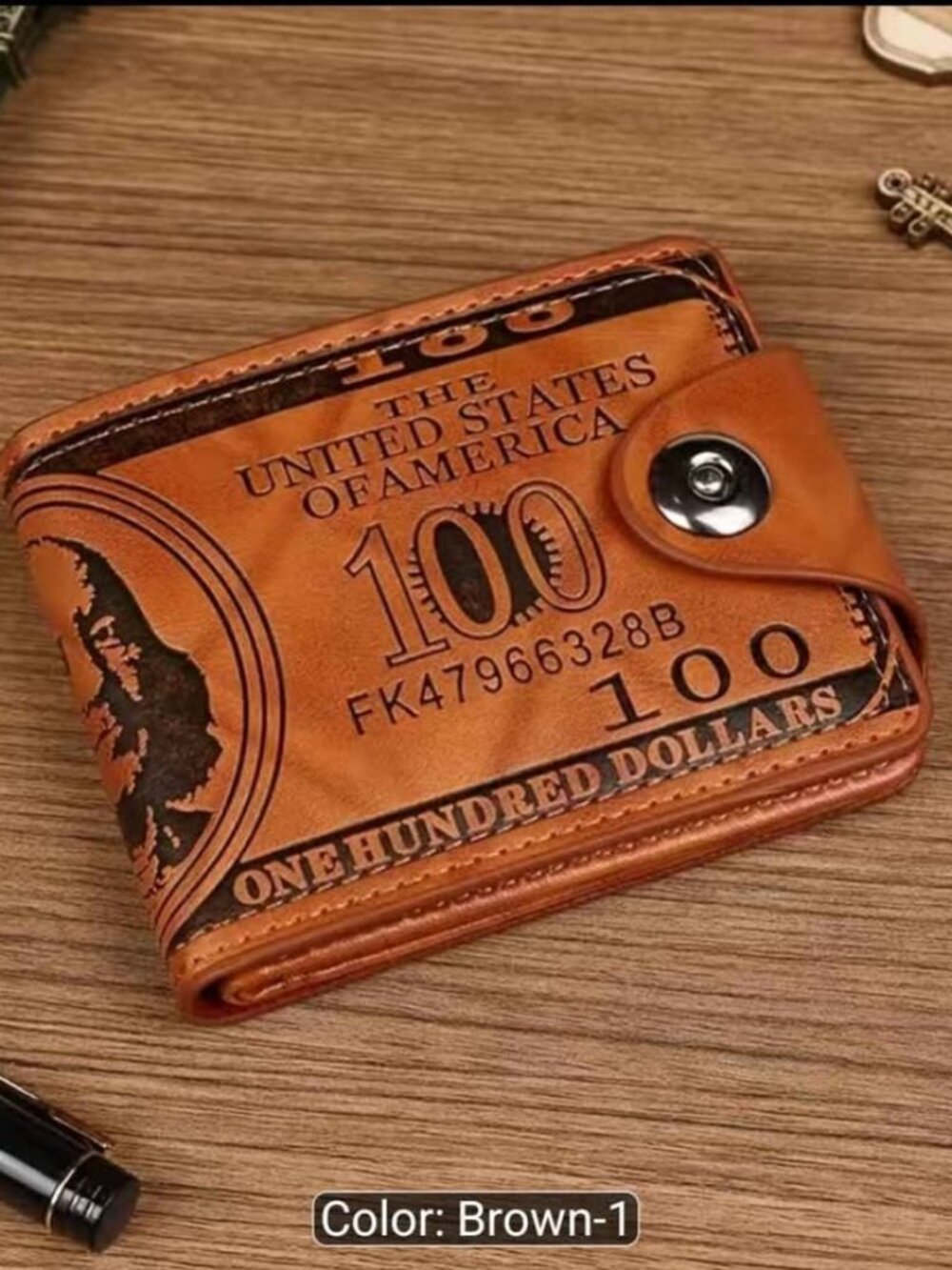 One Hundred Dollar Bill Print Bifold Wallet